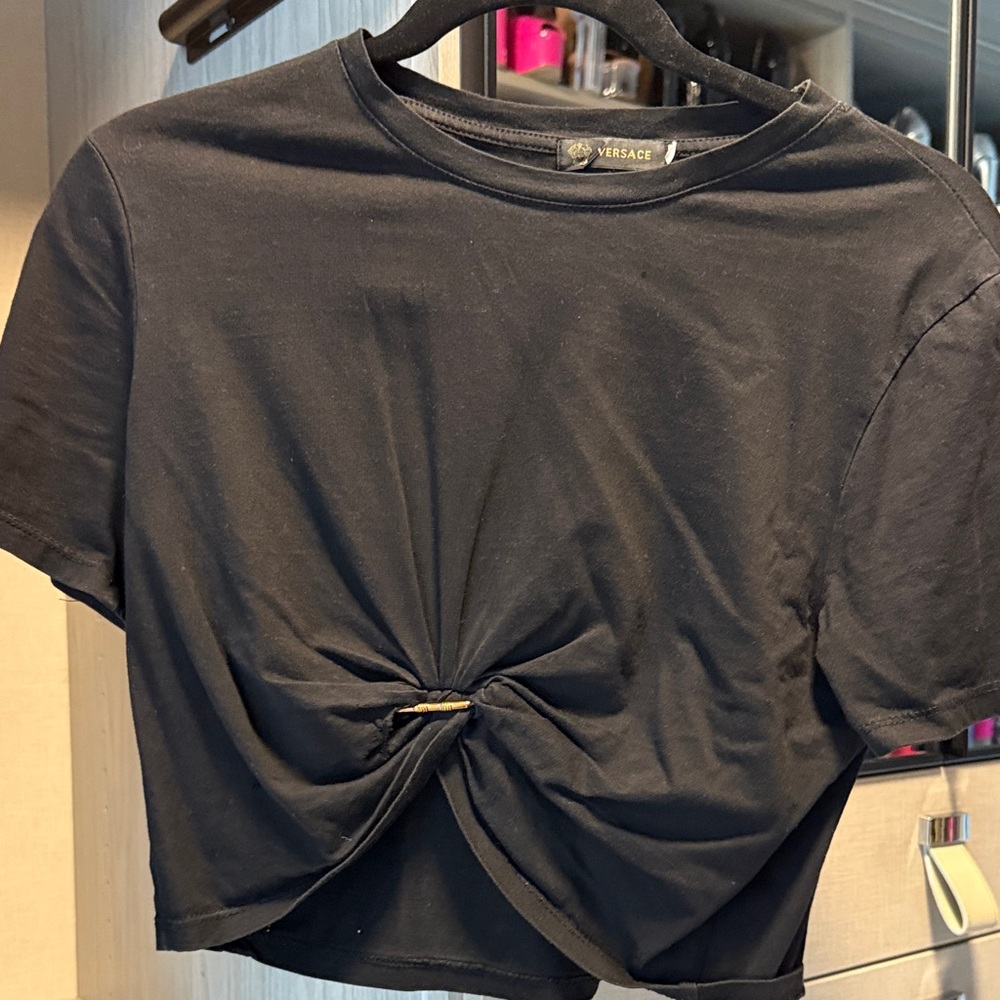 Black Twist Detail Short Sleeve Tee